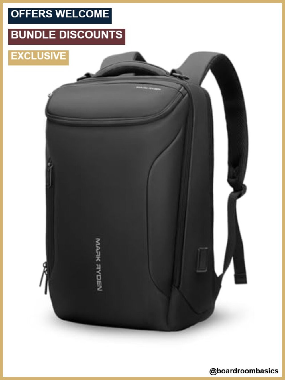 17.3 Inch Laptop Backpack Business Travel USB Charging Water Resistant Oxford